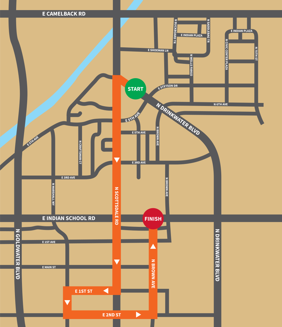 Parade Route Map & Parking Scottsdale Parada Del Sol