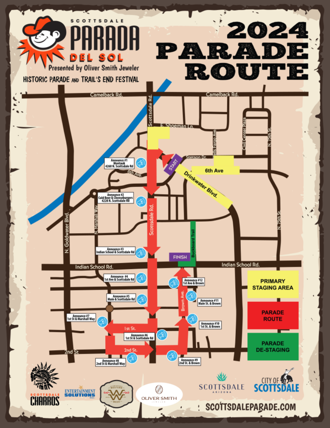 Parade Route Map & Parking Scottsdale Parada Del Sol